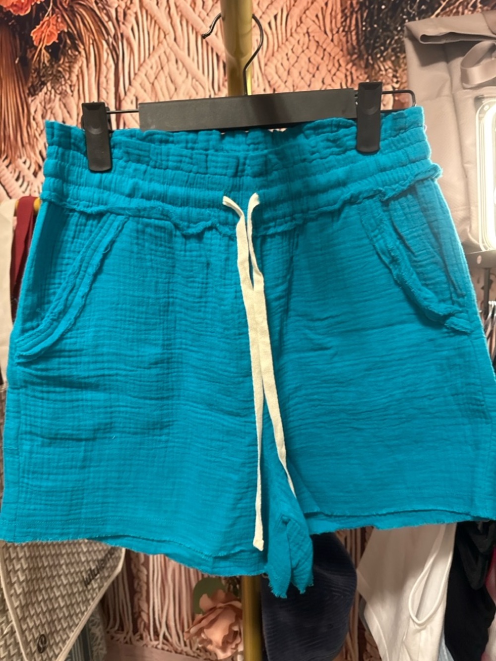 Zenana Turquoise Women’s Drawstring Cotton Shorts